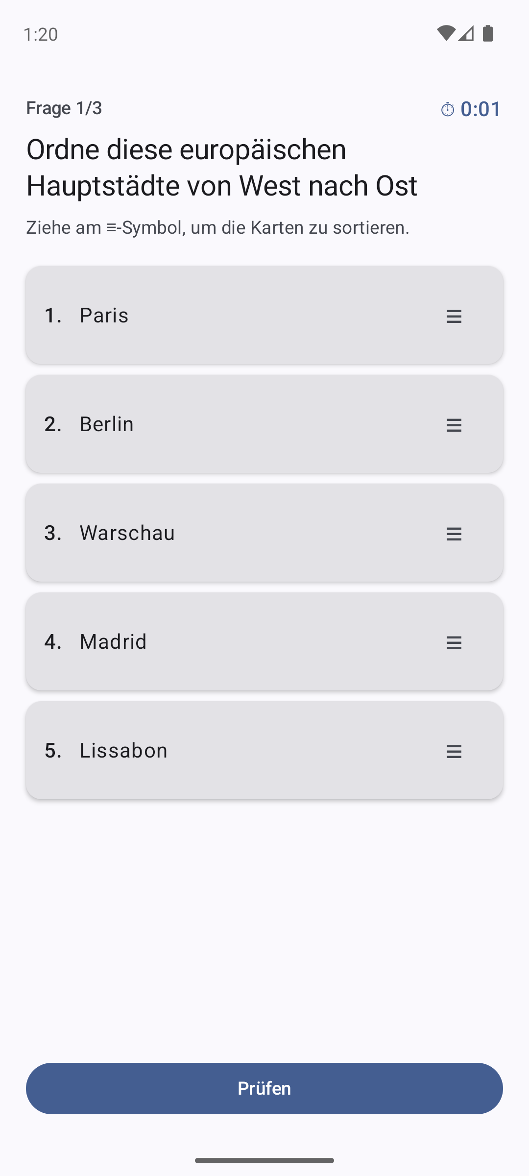 Sortum Rätselbildschirm