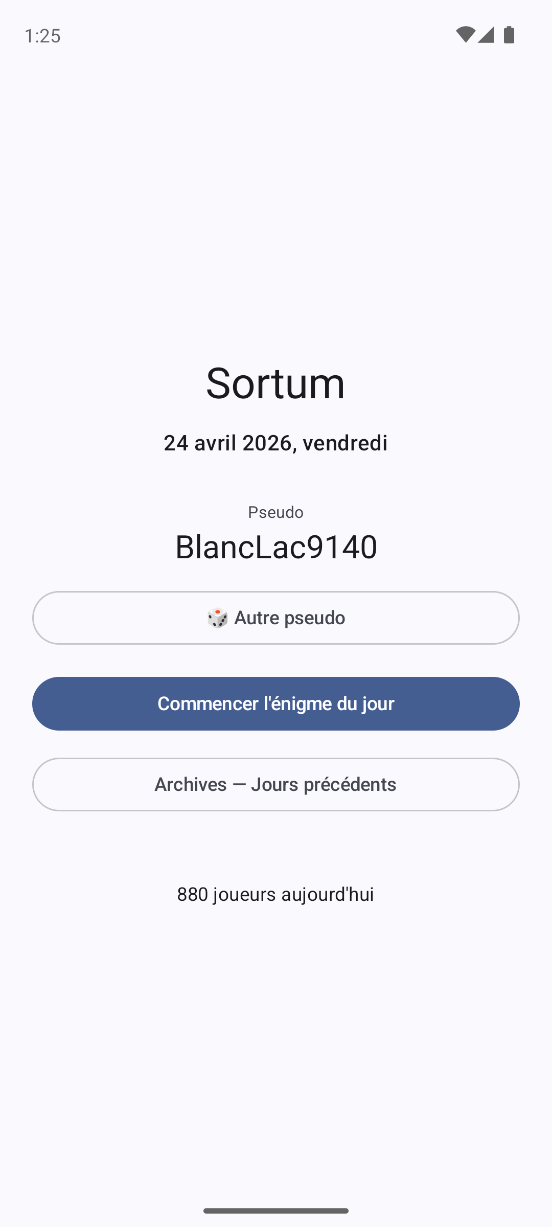 Sortum écran d'accueil